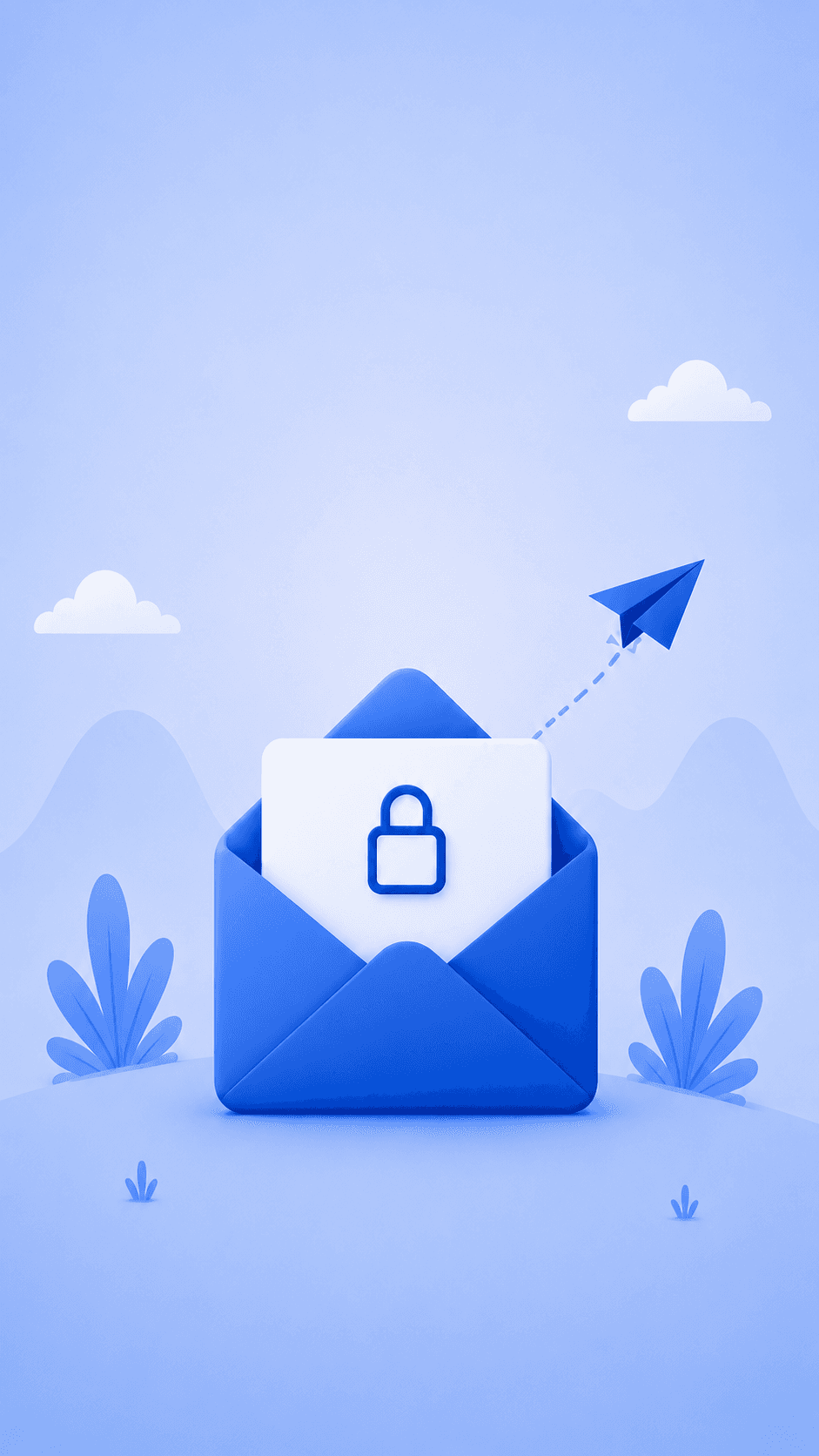 Ilustração de envelope com cadeado para recuperação de senha